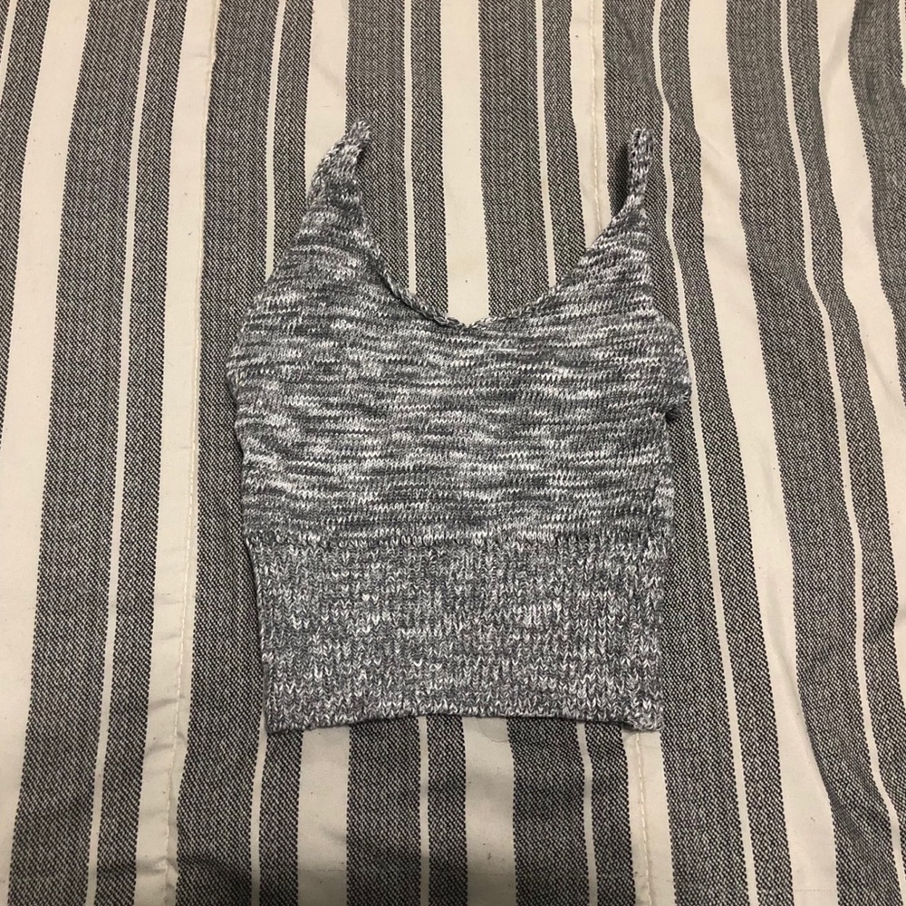 Spaghetti Strap Crop Top Size S/M Gray & White